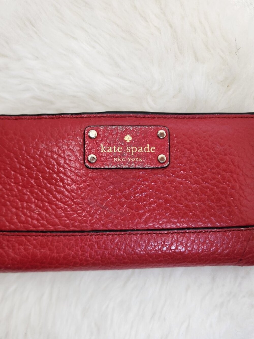 Kate Spade Bay Street Stacy Red Pebbled Leather Wallet